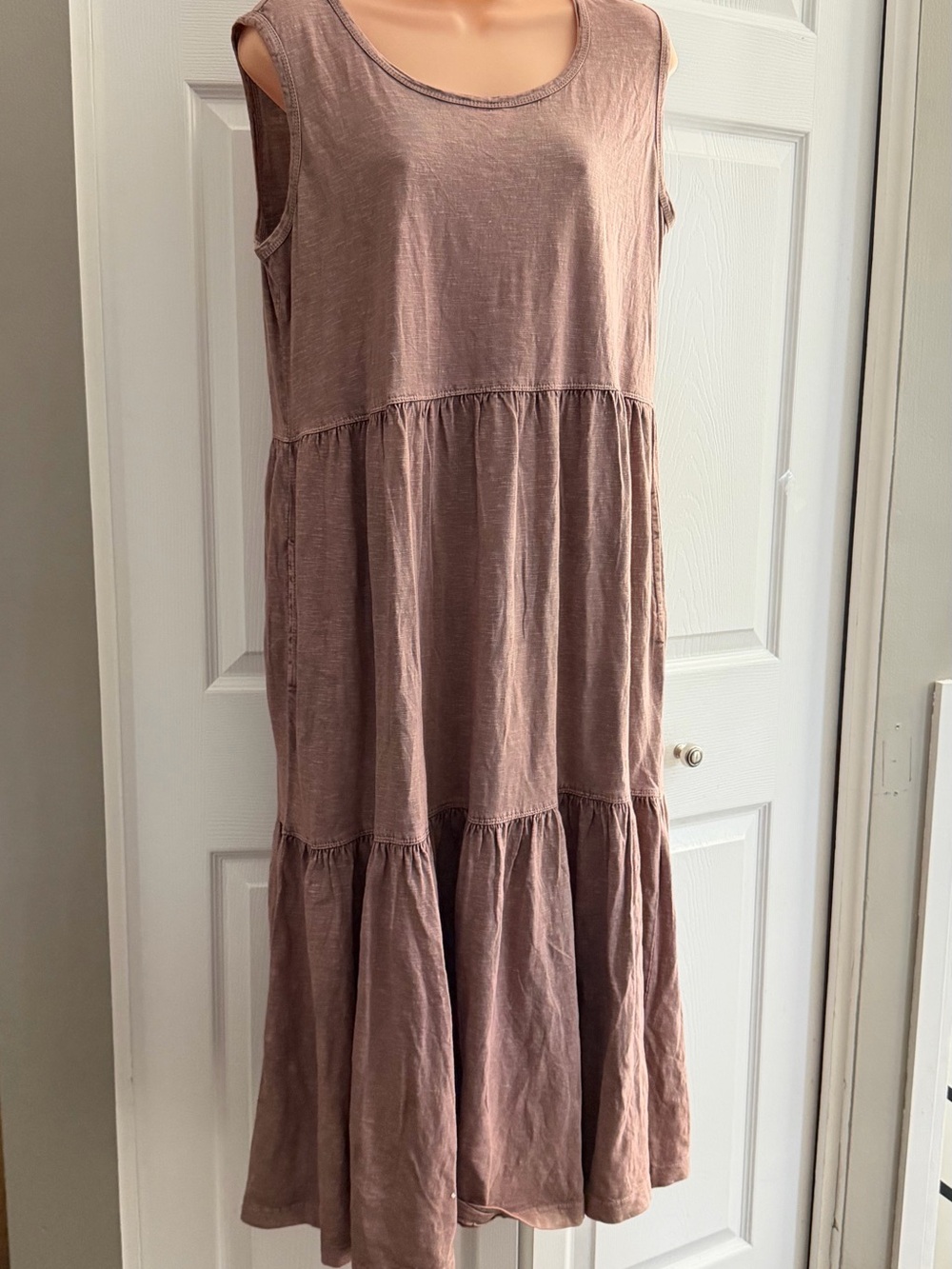 Sleeveless Tiered Maxi Dress in Dusty Mauve